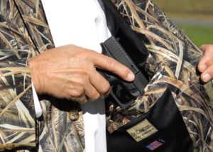 DeCamo Concealed Carry Gun/Passport Pocket, Fits up to .45 caliber handgun